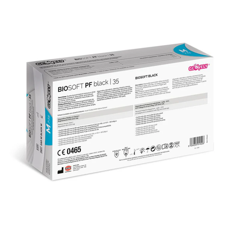 Guanti in Nitrile Nero BIOSOFT PF Black 35 Senza Polvere