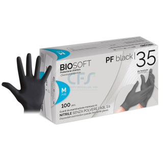 Guanti in Nitrile Nero BIOSOFT PF Black 35 Senza Polvere