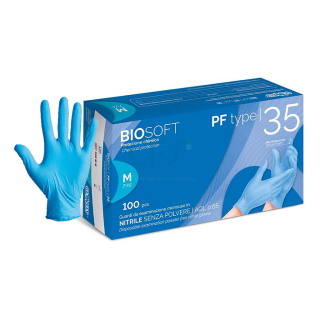 Guanti in Nitrile Azzurro BIOSOFT PF Type 35 – Senza Polvere