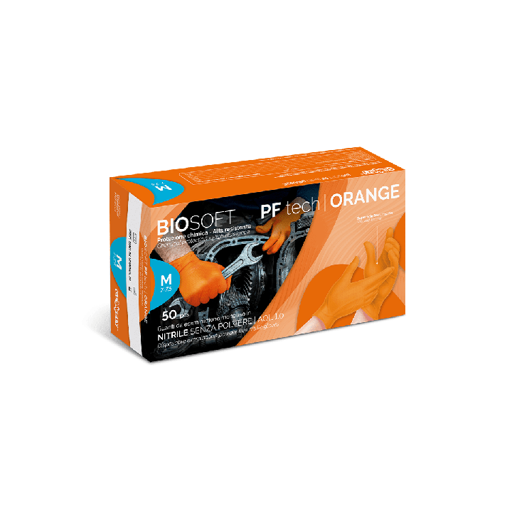 Guanti in Nitrile Arancione BIOSOFT PF Tech Orange