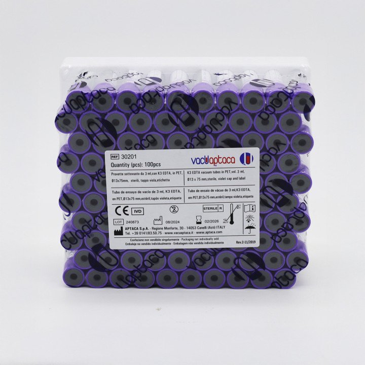 Provetta Sottovuoto VacuAptaca® K3 EDTA 3 ml – Cod. 30201 | Laboratorio